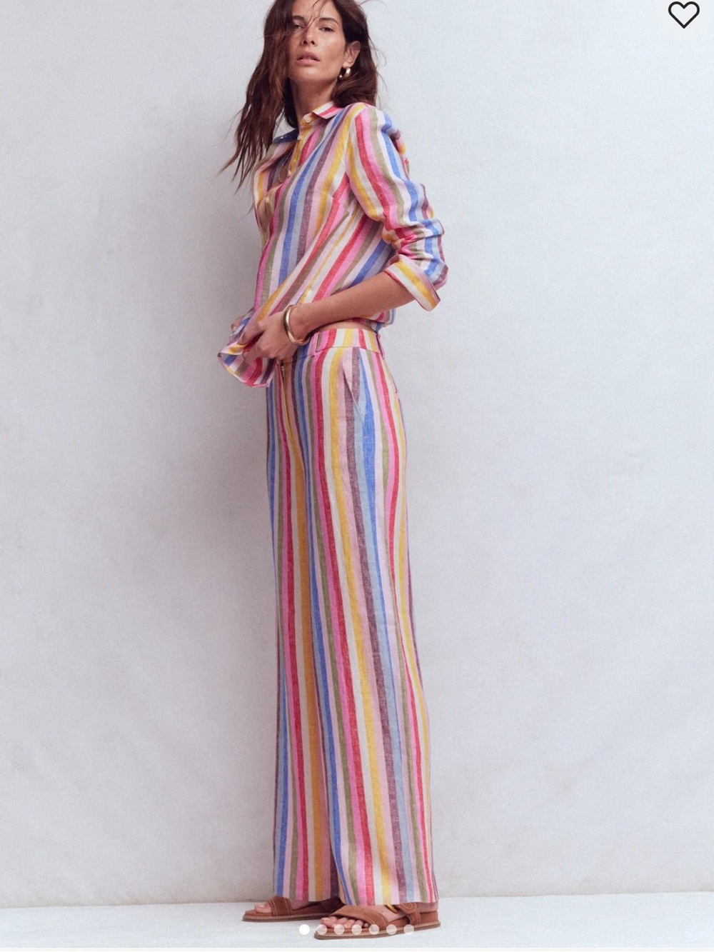 NWOT Boden Belgravia 100% Linen Multi Stripe Wide Leg Trousers Size 0